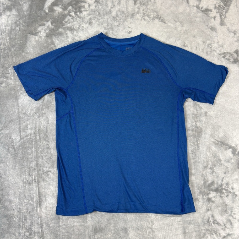 REI Co-op T-Shirt Mens L Short Sleeve Hiking Base Layer Outdoors Blue